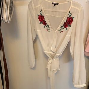 Sheer Blouse with Rose Design